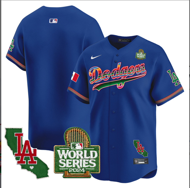 Men MLB Mexico Los Angeles Dodgers blank blue 2024 World Series Champions Patch Jersey 2024110